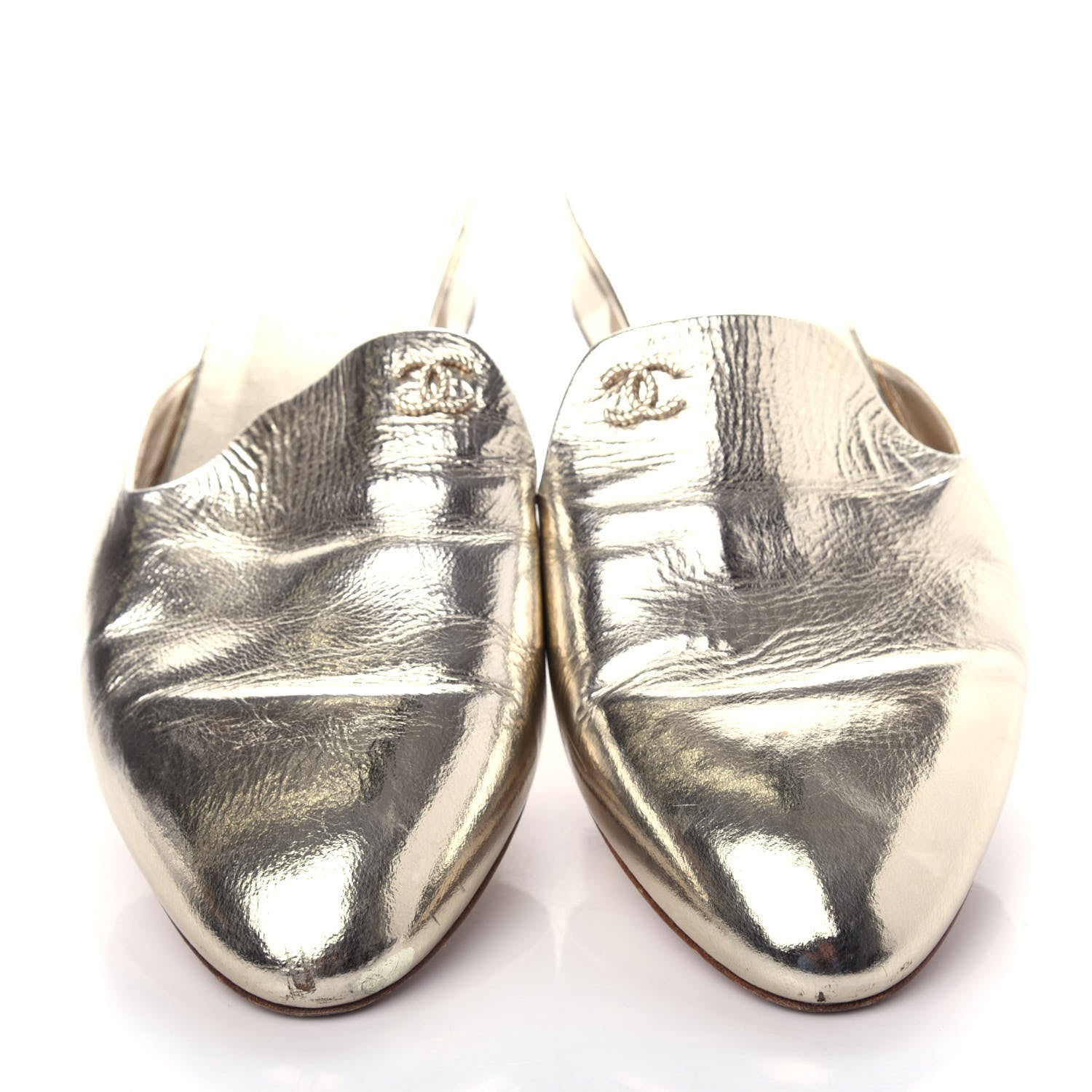 Chanel Metallic Sheepskin Mules 39.5 Gold 5 of 10