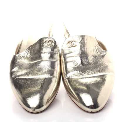 Chanel Metallic Sheepskin Mules 39.5 Gold 5 of 10