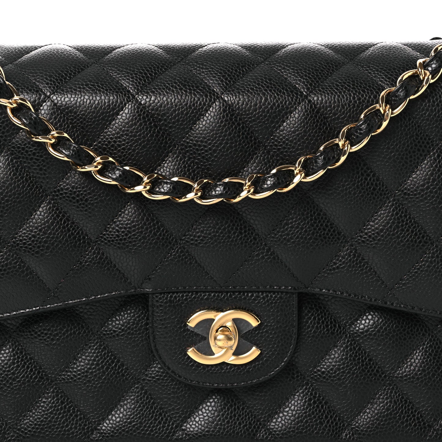 Caviar Quilted Jumbo Double Flap Black