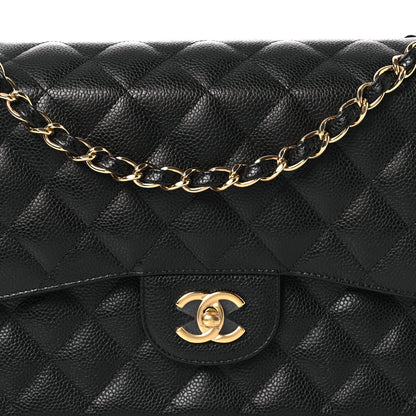 Chanel Caviar Quilted Jumbo Double Flap Black 15 of 27