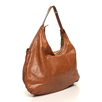 Fendi Sheepskin Zipper Hobo Brown 3 of 12