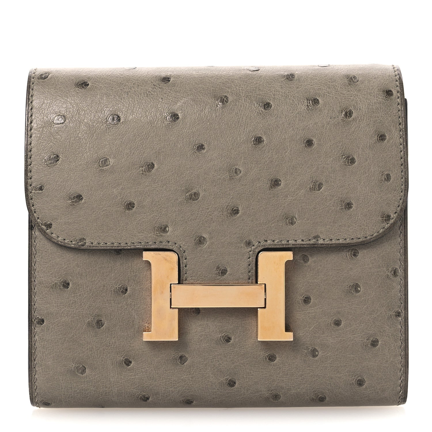 Hermes Ostrich Constance Short Wallet Gris Tourterelle 1 of 9