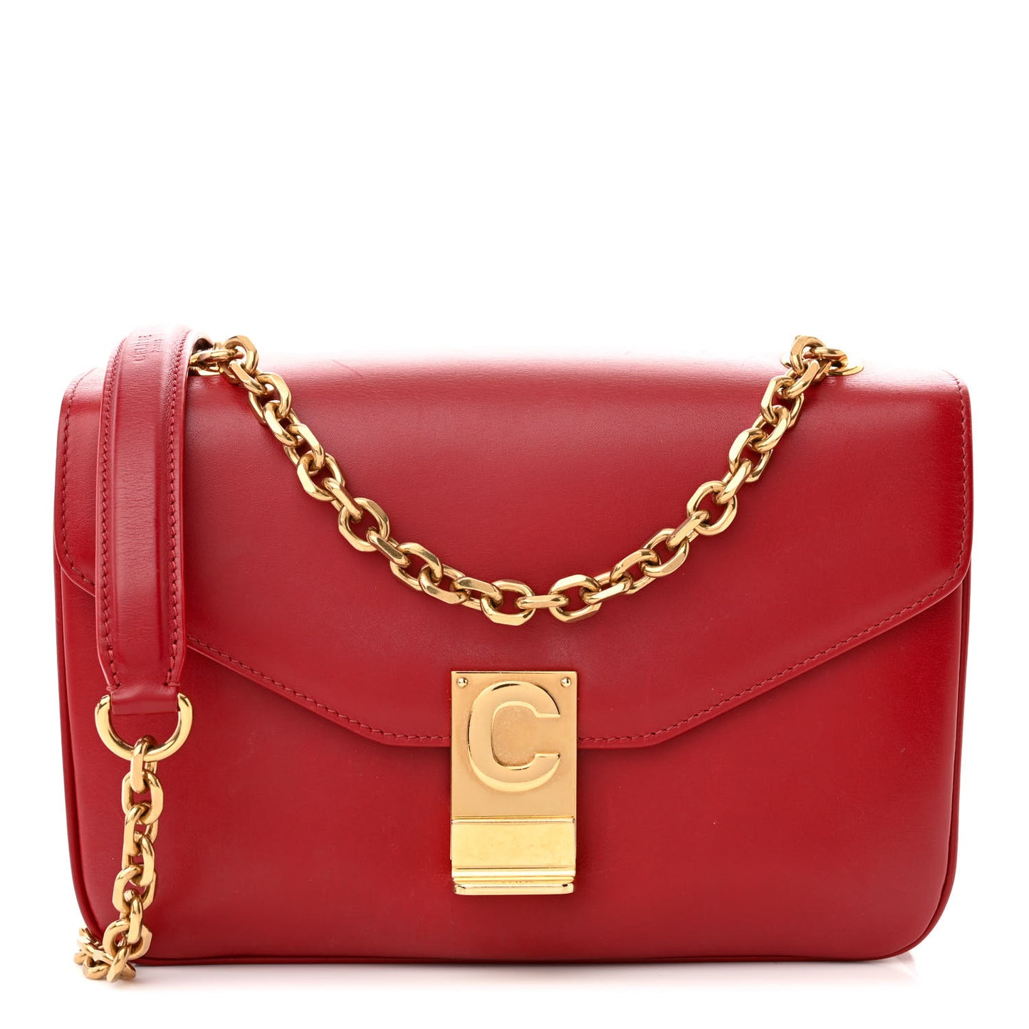 Shiny Calfskin Medium C Bag Red