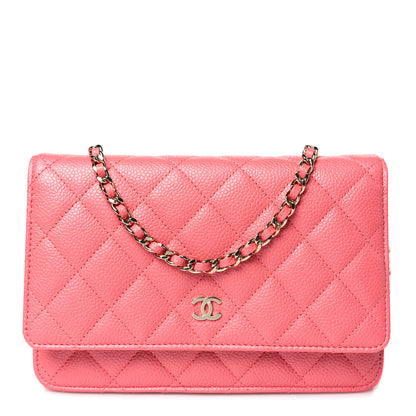Chanel Caviar Quilted Wallet on Chain WOC Pink 1 of 12
