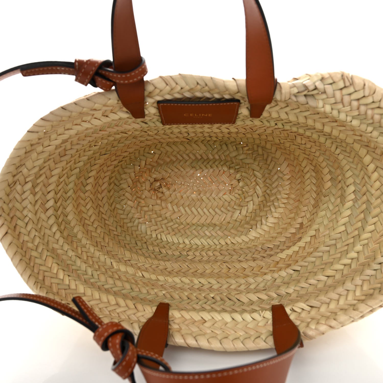 Celine Raffia Calfskin Triomphe Teen Panier Tan 7 of 10