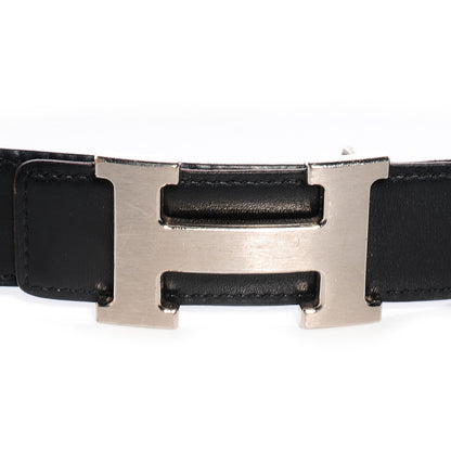 Hermes Box Taurillon Clemence Reversible Brushed Constance 32mm H Belt 90 Noir Ebene 3 of 6