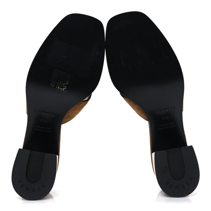Hermes Velvet Goatskin Helia 60 Sandals 37.5 Brun Fume 7 of 11