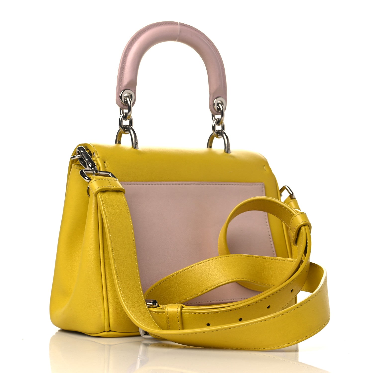 Christian Dior Smooth Calfskin Bi-Color Mini Be Dior Flap Bright Yellow Rose Dragee 3 of 12