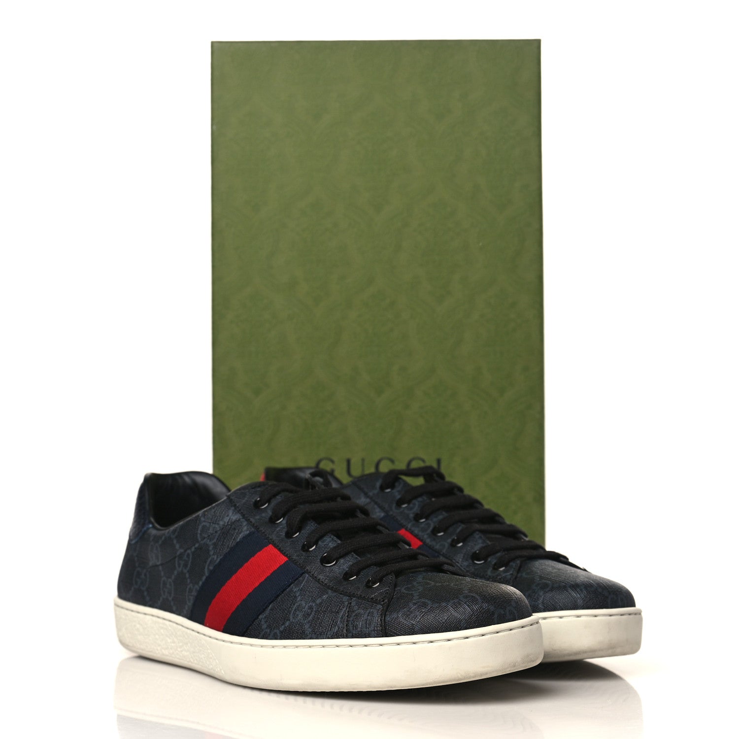 Gucci GG Supreme Monogram Ayers Web Mens New Ace Sneakers 10.5 Black 8 of 8