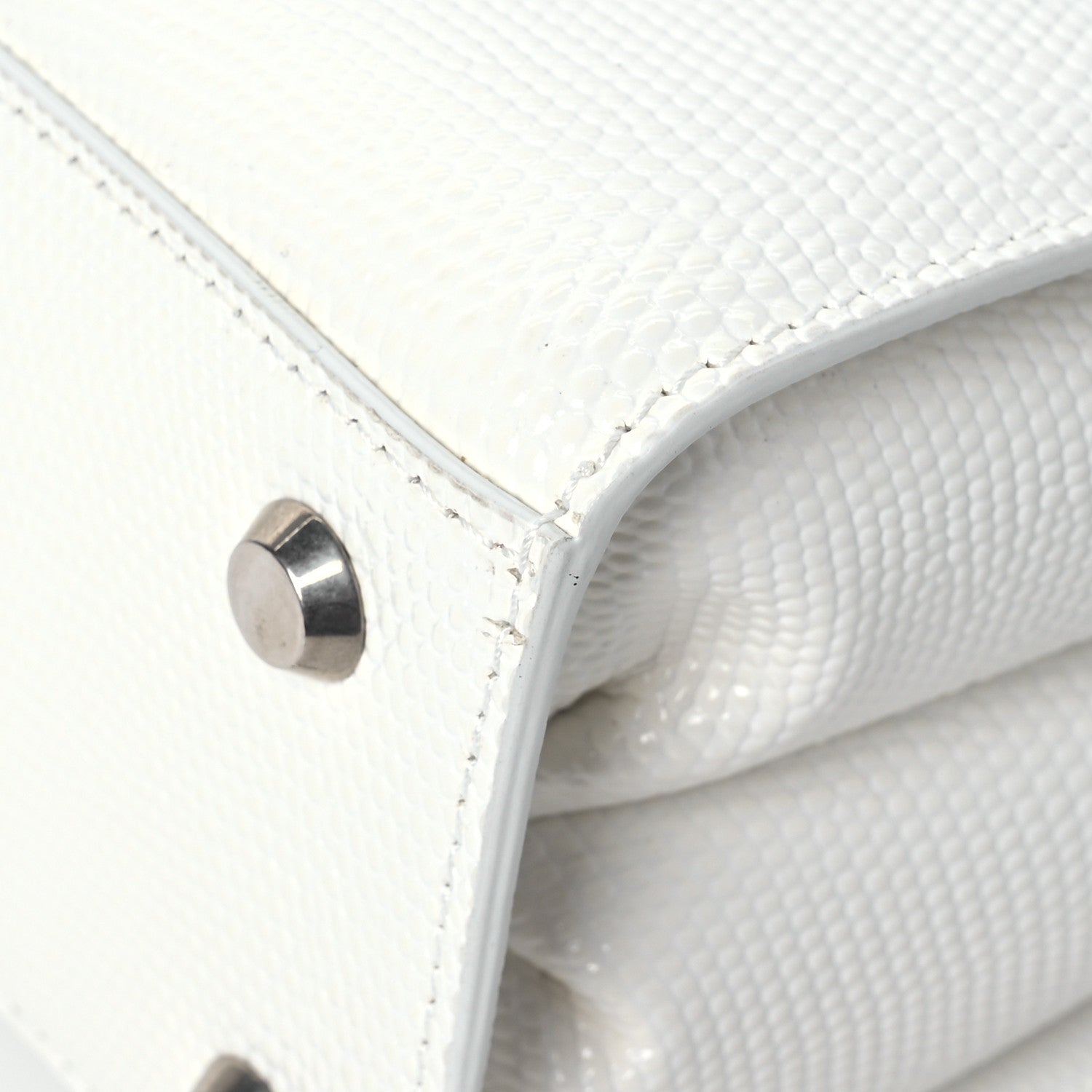 Balenciaga Patent Calfskin Lizard Embossed Medium Ghost Shoulder Bag Optic White 12 of 14