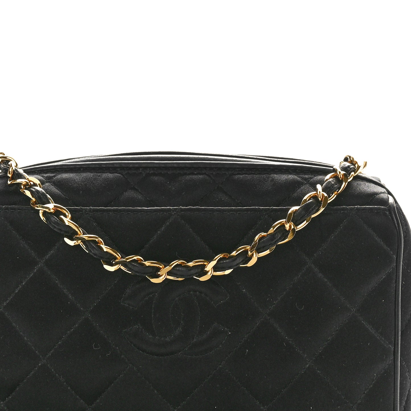 Satin Quilted Tassel Camera Case Black