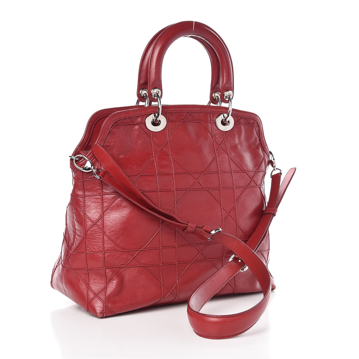 Lambskin Cannage Medium Granville Tote Red