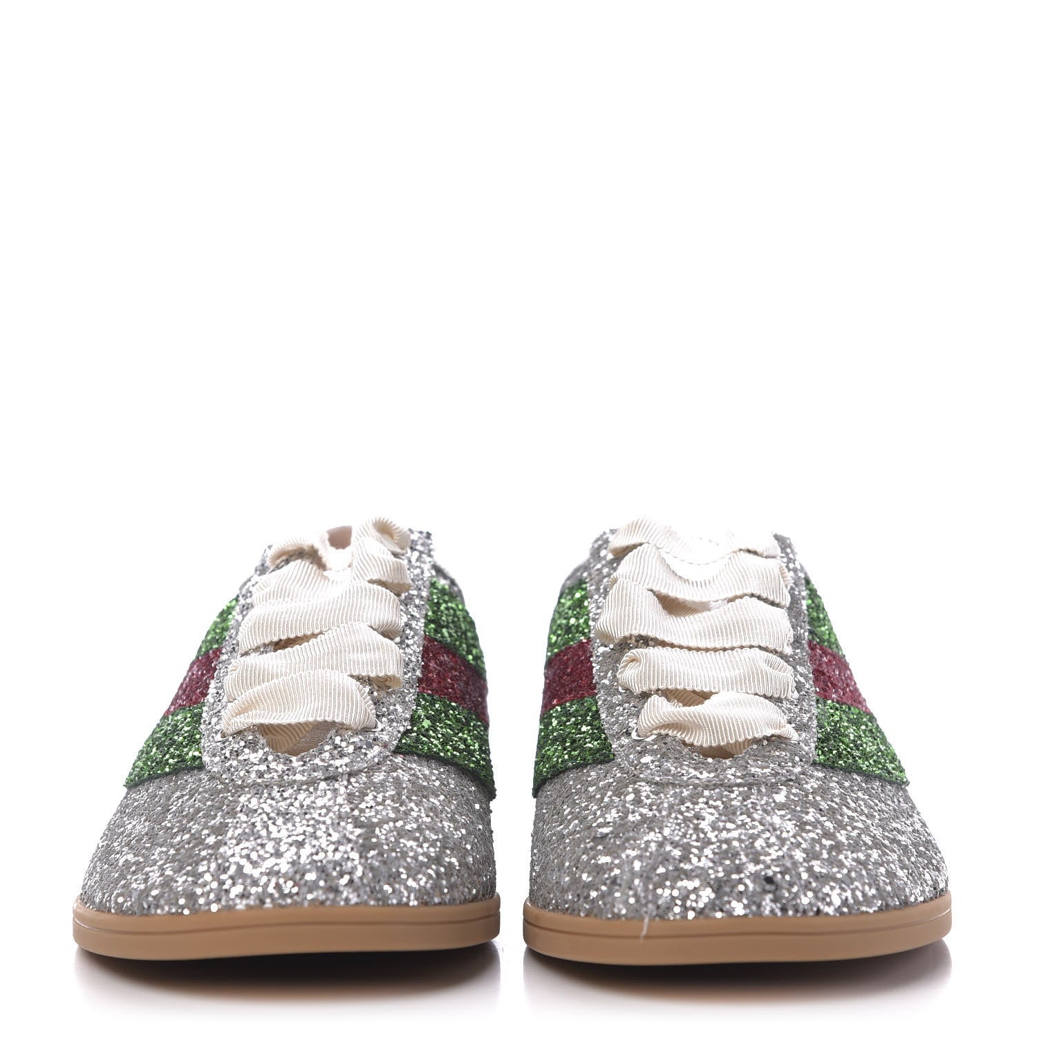 Gucci Glitter Fabric Web Mens Falacer Sneakers 9 Silver 2 of 10