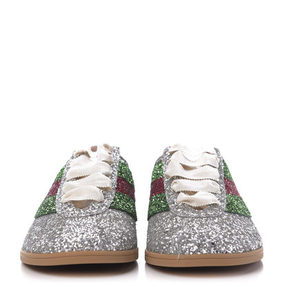 Gucci Glitter Fabric Web Mens Falacer Sneakers 9 Silver 2 of 10