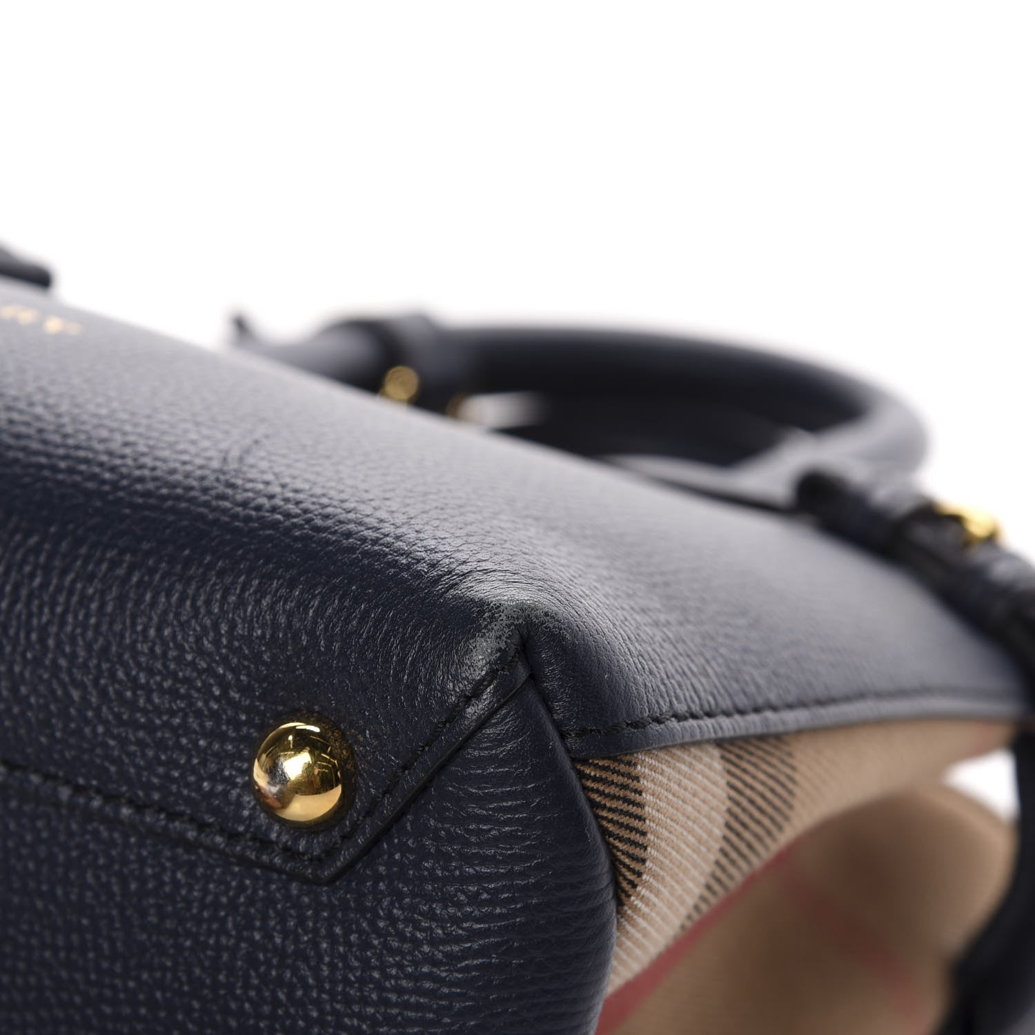 Burberry Grainy Calfskin House Check Baby Banner Tote Ink Blue 9 of 12