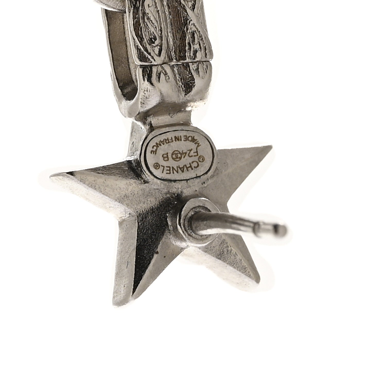 Chanel Crystal CC Star Drop Earrings Silver 4 of 4
