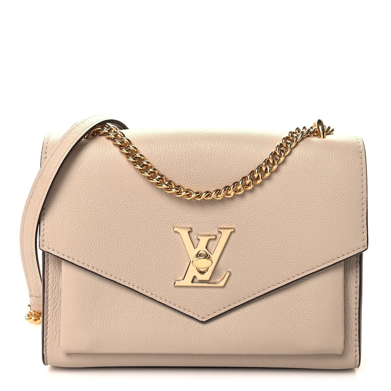 Louis Vuitton Soft Calfskin Mylockme Chain Bag BB Greige 1 of 10