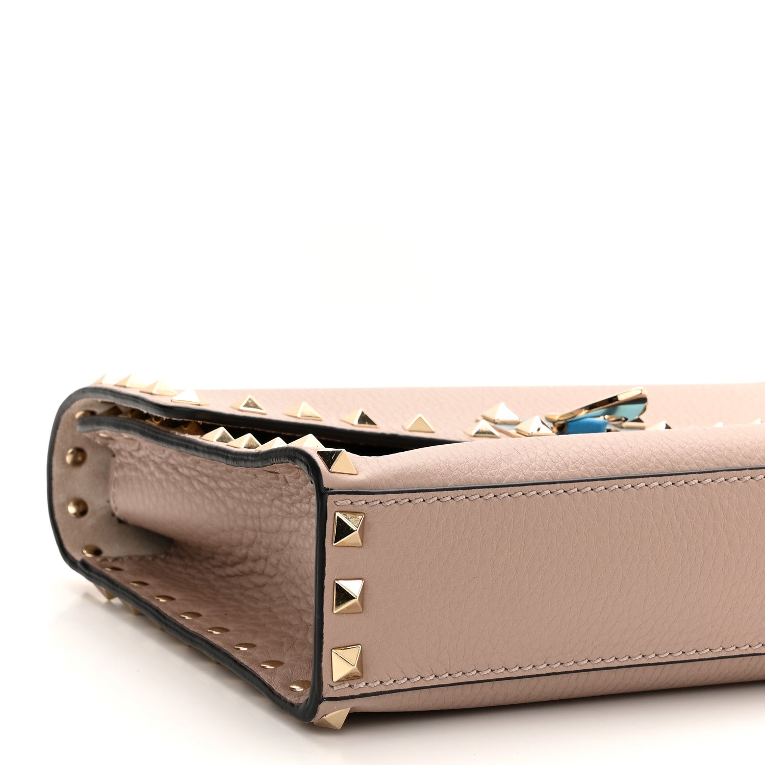 Valentino Garavani Pebbled Calfskin Medium Rockstud Flip Lock Crossbody Bag Poudre 8 of 9