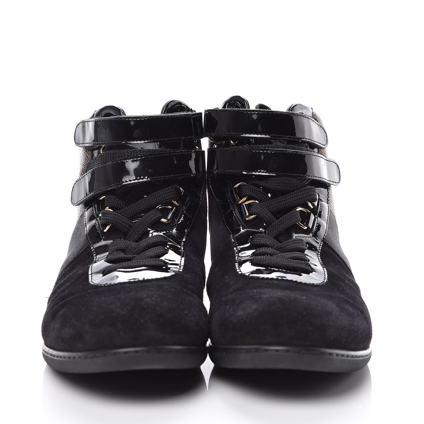 Suede Patent Monogram Move Up Sneakers 38 Black