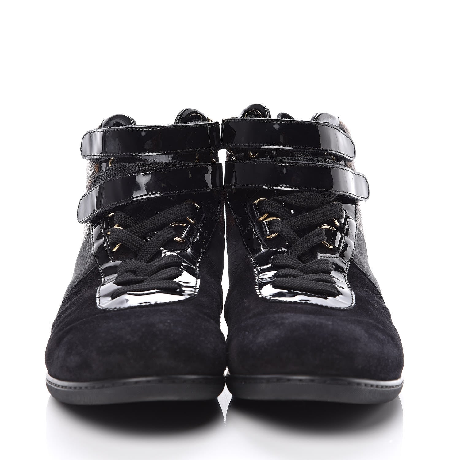 Louis Vuitton Suede Patent Monogram Move Up Sneakers 38 Black 2 of 12