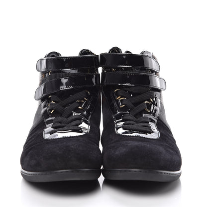 Louis Vuitton Suede Patent Monogram Move Up Sneakers 38 Black 2 of 12