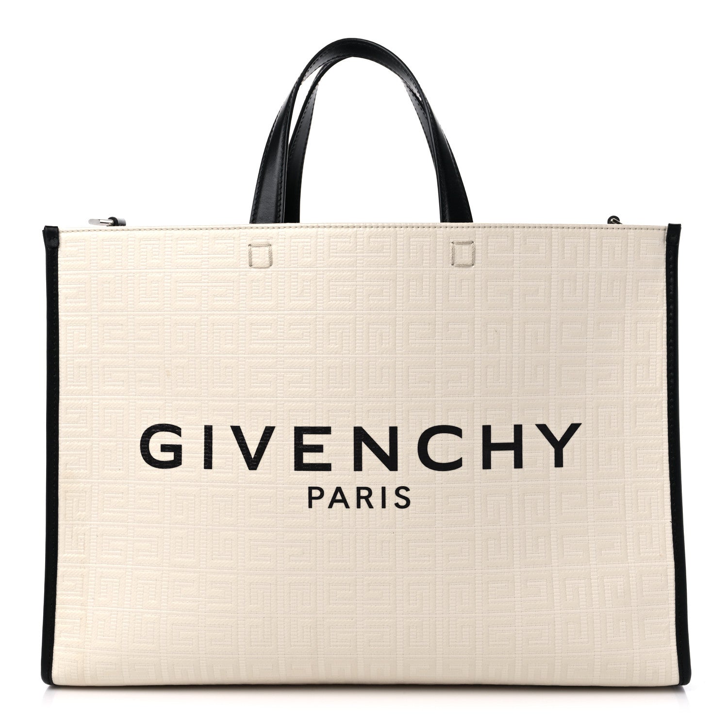 Givenchy Canvas Logo 4G Embossed Medium Tote Beige Black 1 of 10