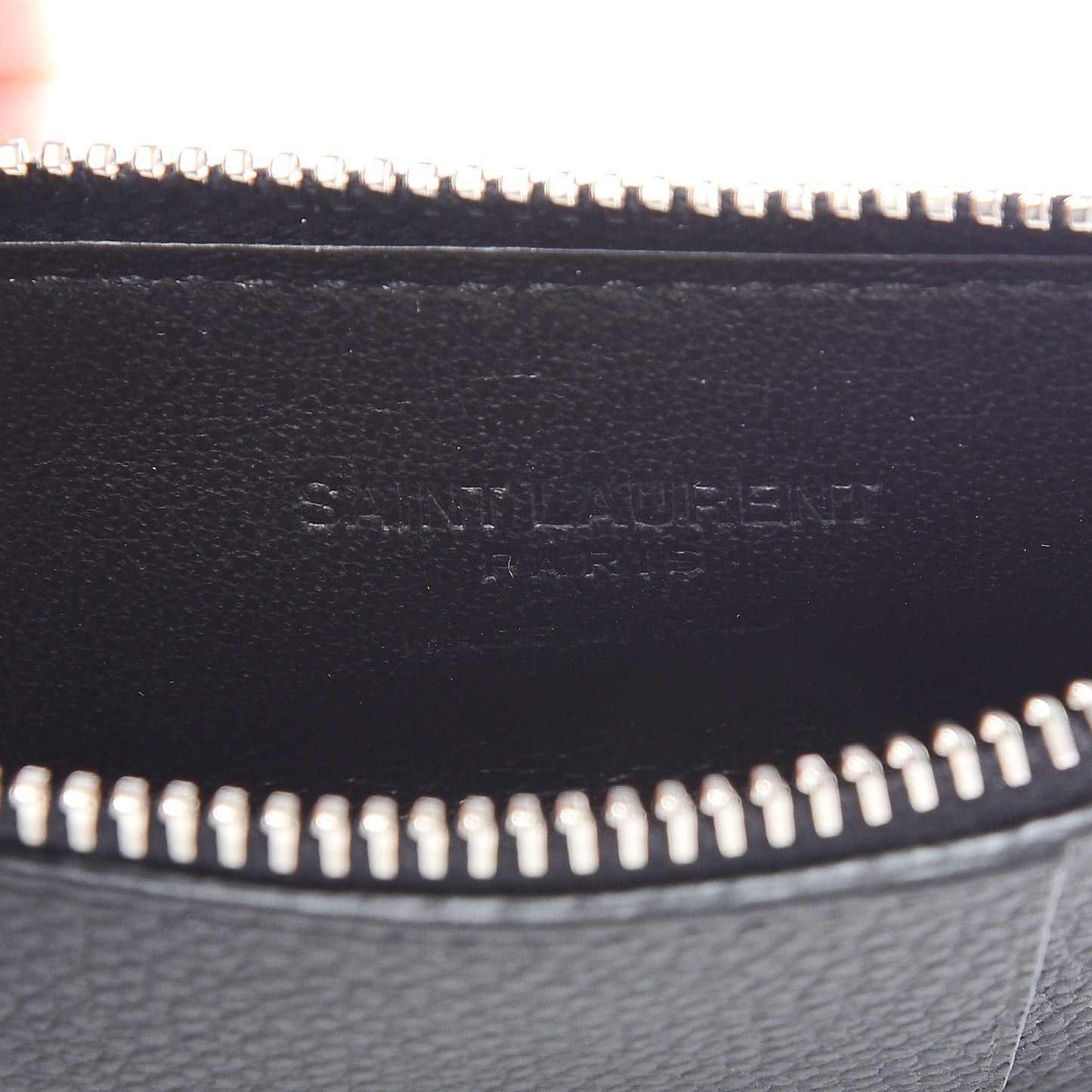 Grained Calfskin 5 Fragments Zip Pouch Card Holder Black