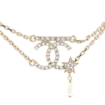 Chanel Pearl Crystal CC Star Choker Necklace Gold 4 of 6