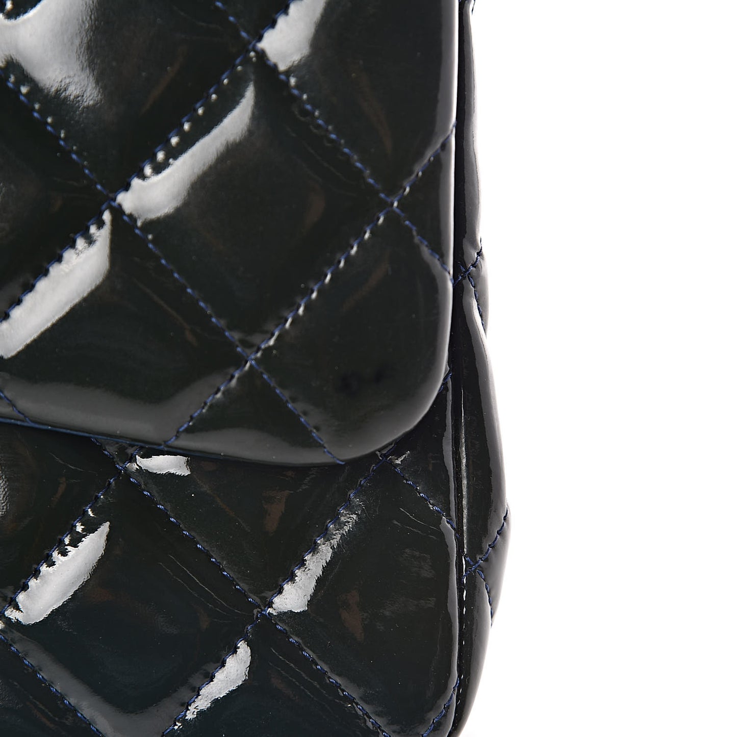 Patent Quilted Jumbo Double Flap Navy