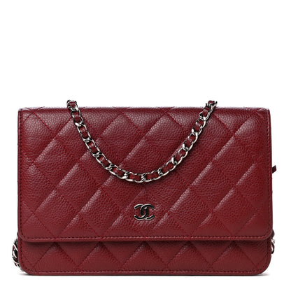 Chanel Caviar Quilted Wallet On Chain WOC Dark Red 1 of 4