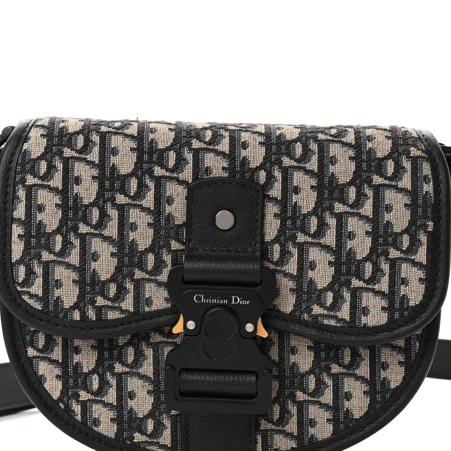 Oblique Grained Calfskin Mini Gallop Bag With Strap Black Beige