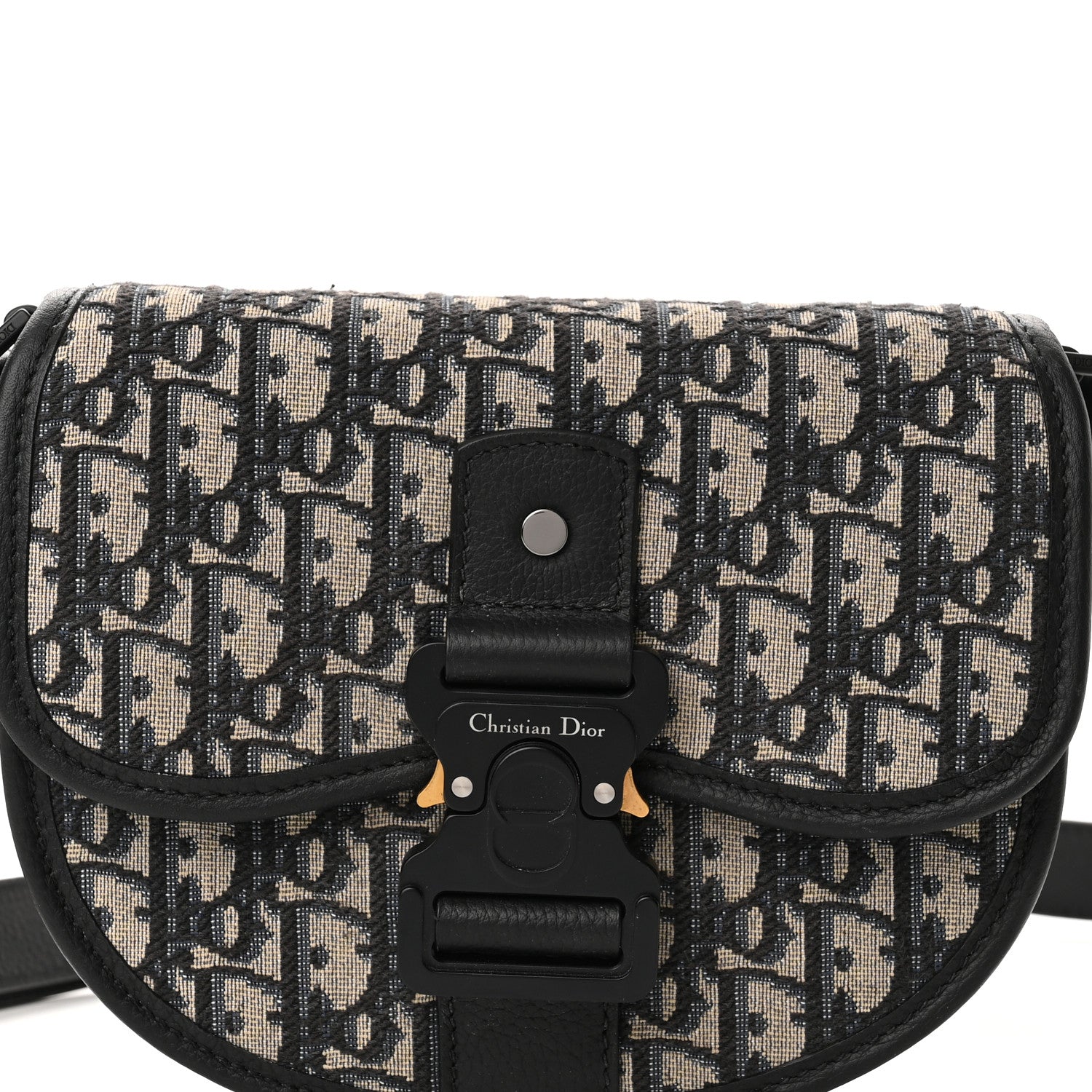 Christian Dior Oblique Grained Calfskin Mini Gallop Bag With Strap Black Beige 7 of 11
