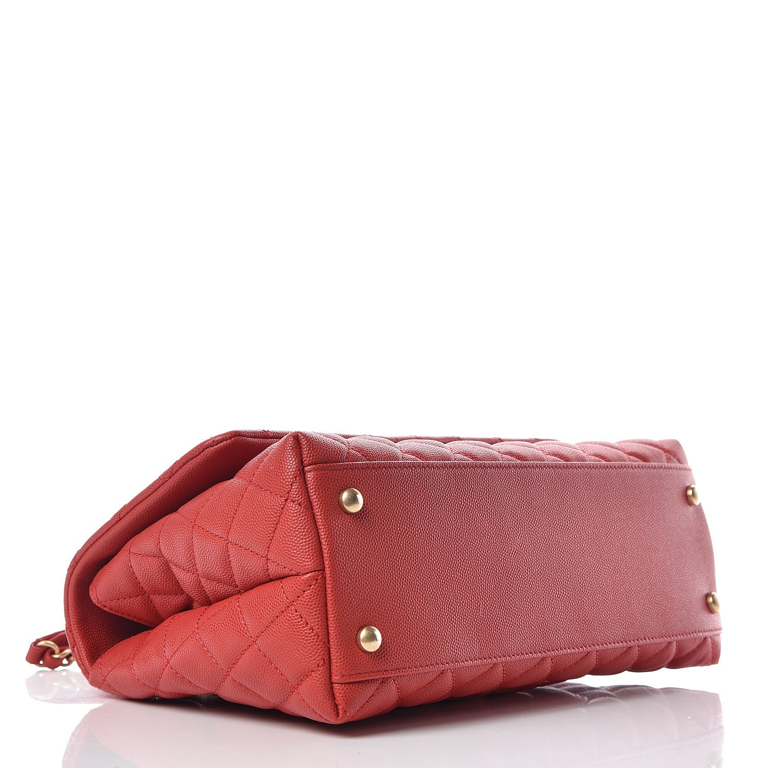 Chanel Caviar Quilted Small Coco Handle Flap Red 4 of 9