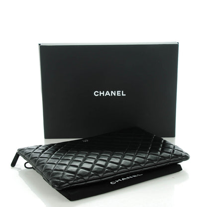 Chanel Lambskin Quilted Large Cosmetic Case Black 4 of 7
