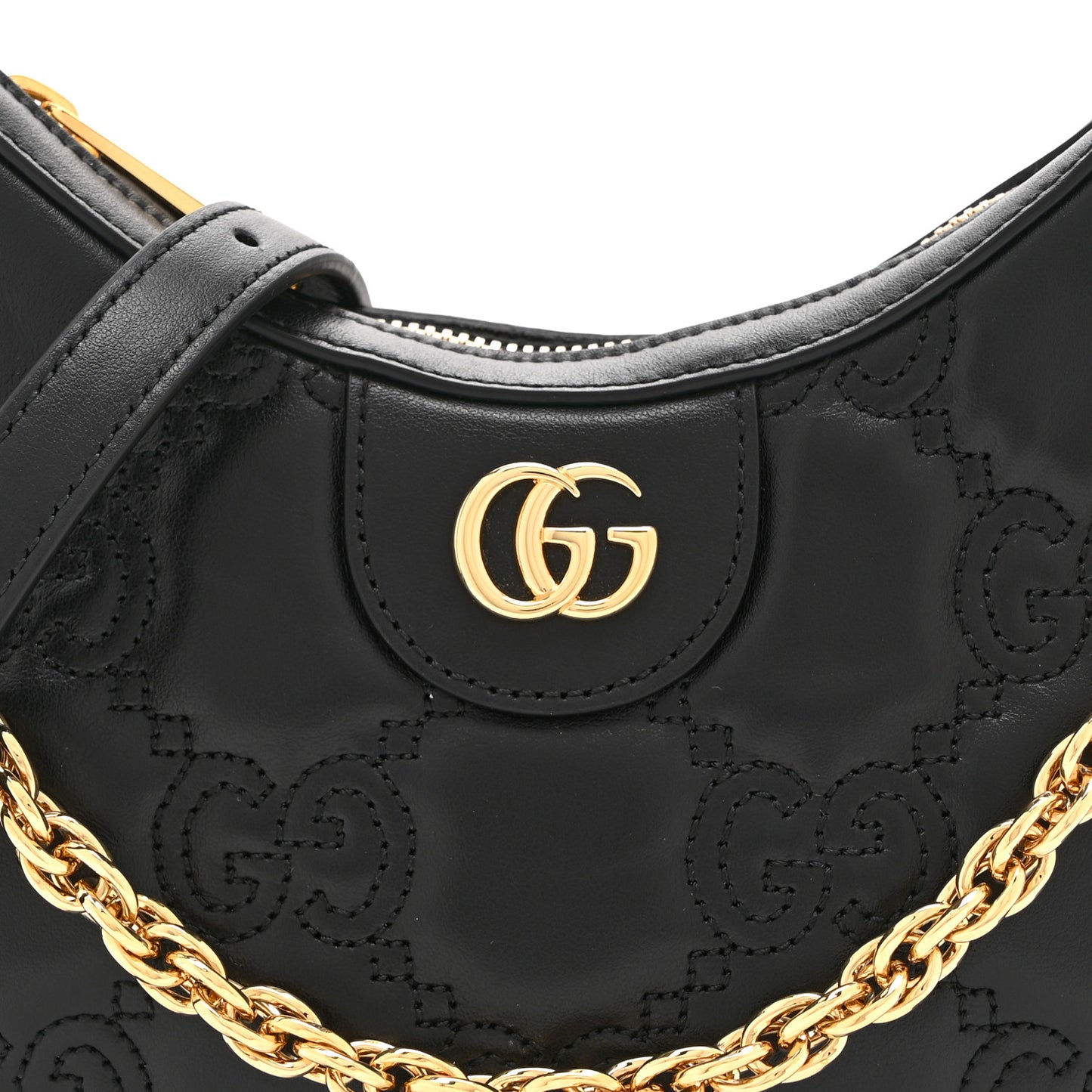 Calfskin GG Matelasse Mini Hobo Shoulder Bag Black