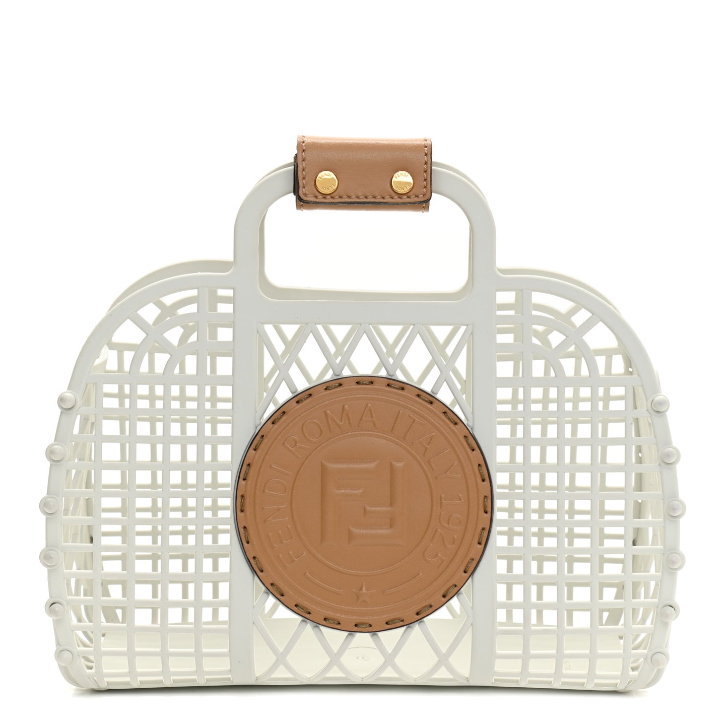 Recycled Plastic Vitello Liberty Matte Small Fendi Basket White Ice Miele Scuro