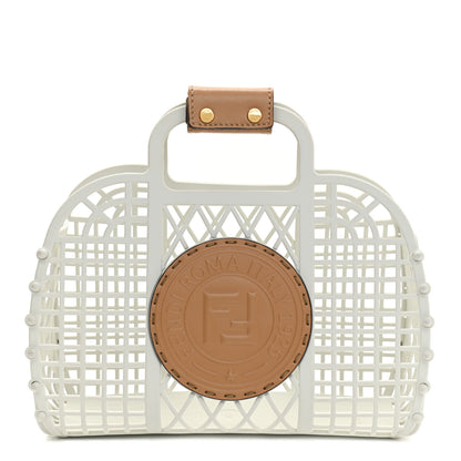 Fendi Recycled Plastic Vitello Liberty Matte Small Fendi Basket White Ice Miele Scuro 1 of 11