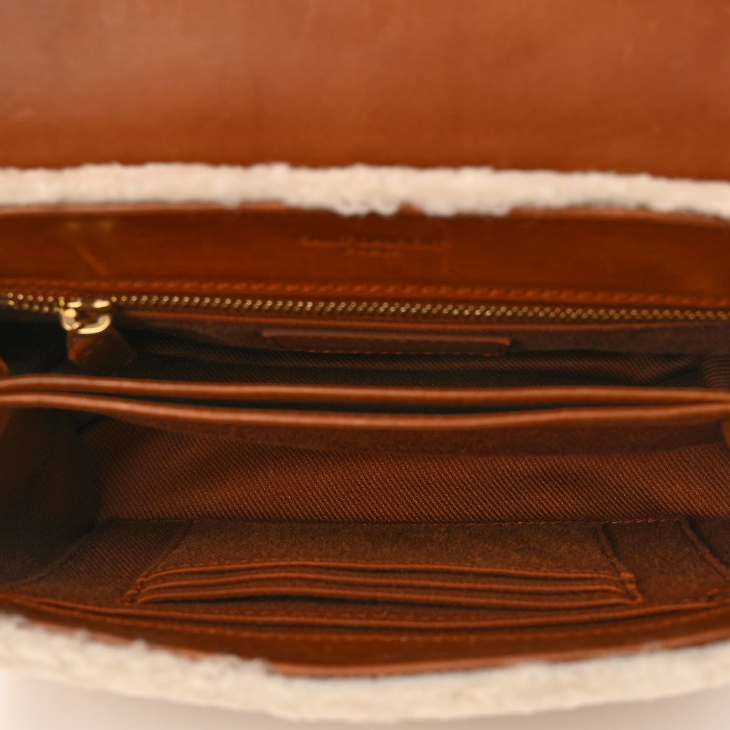 Saint Laurent Shearling Toy Loulou Shoulder Bag Natural 5 of 12