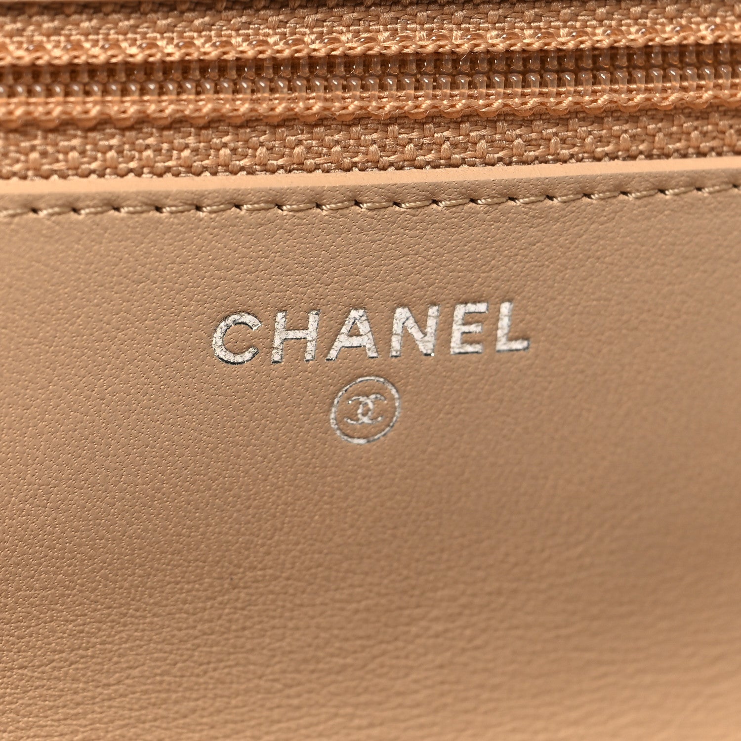 Chanel Grained Calfskin Diamond Stitched Wallet On Chain WOC Beige White 6 of 12