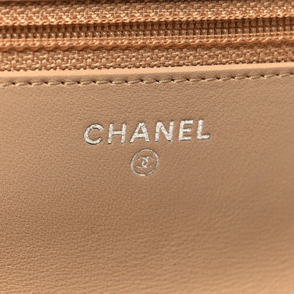 Chanel Grained Calfskin Diamond Stitched Wallet On Chain WOC Beige White 6 of 12