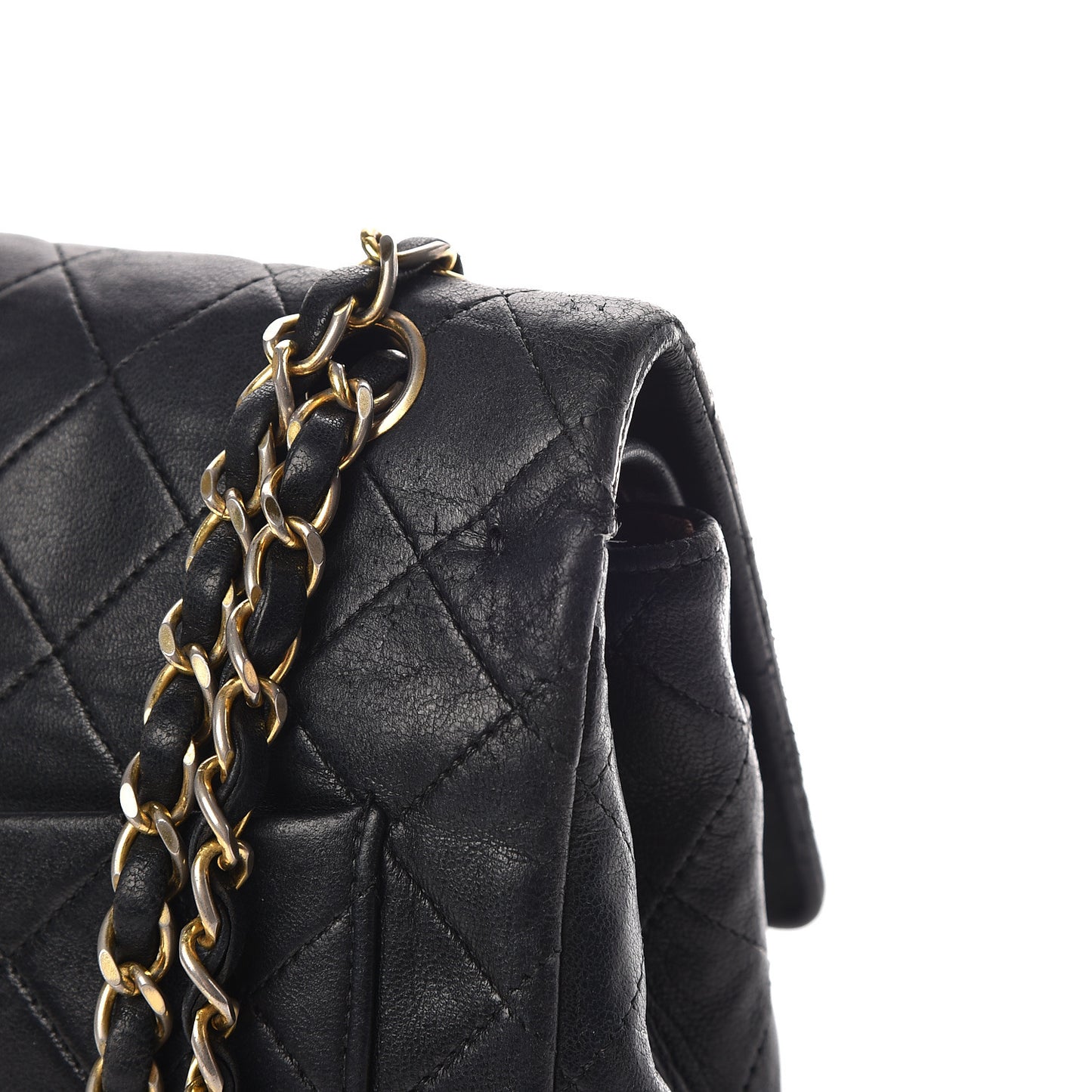 Lambskin Quilted Medium Double Flap Black