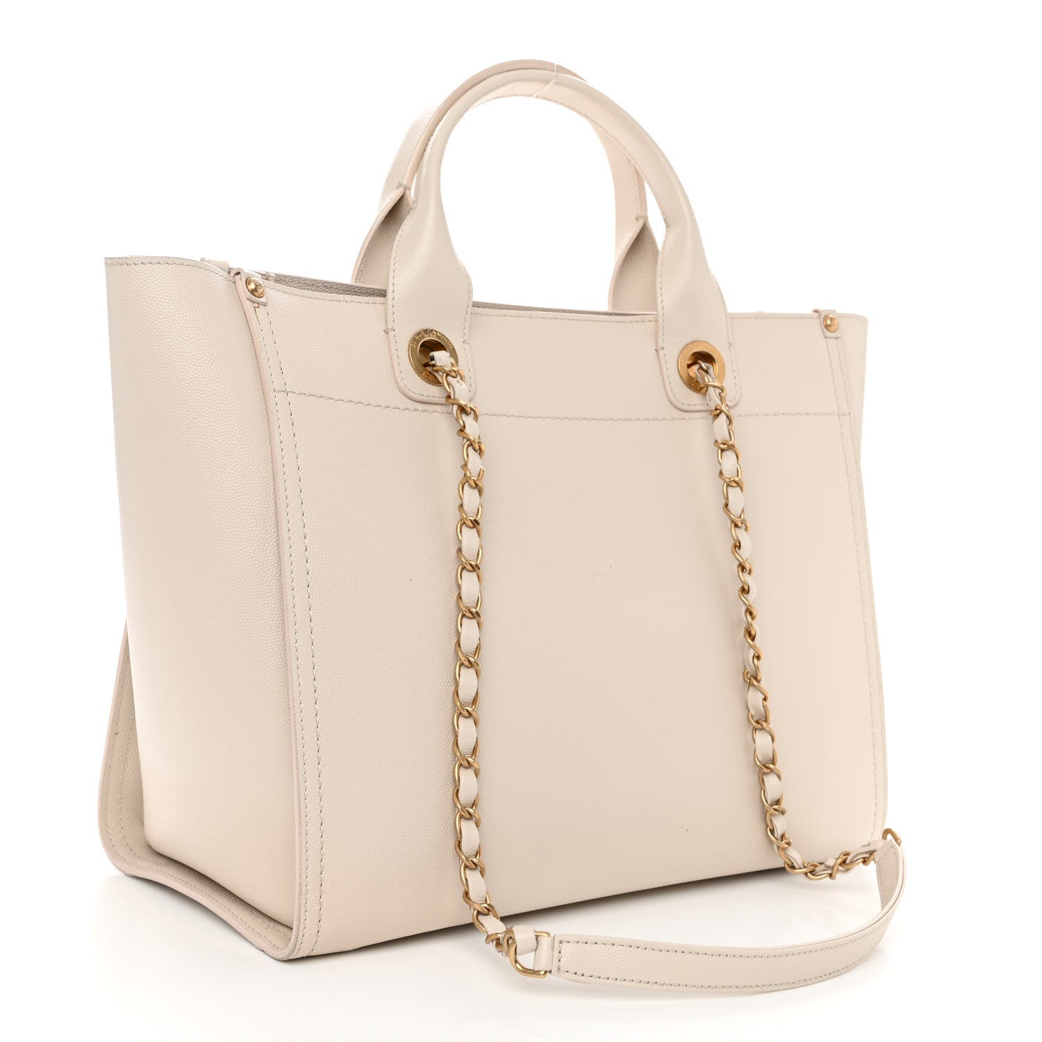 Chanel Caviar Small Studded Deauville Tote Ivory 3 of 13