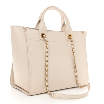 Chanel Caviar Small Studded Deauville Tote Ivory 3 of 13