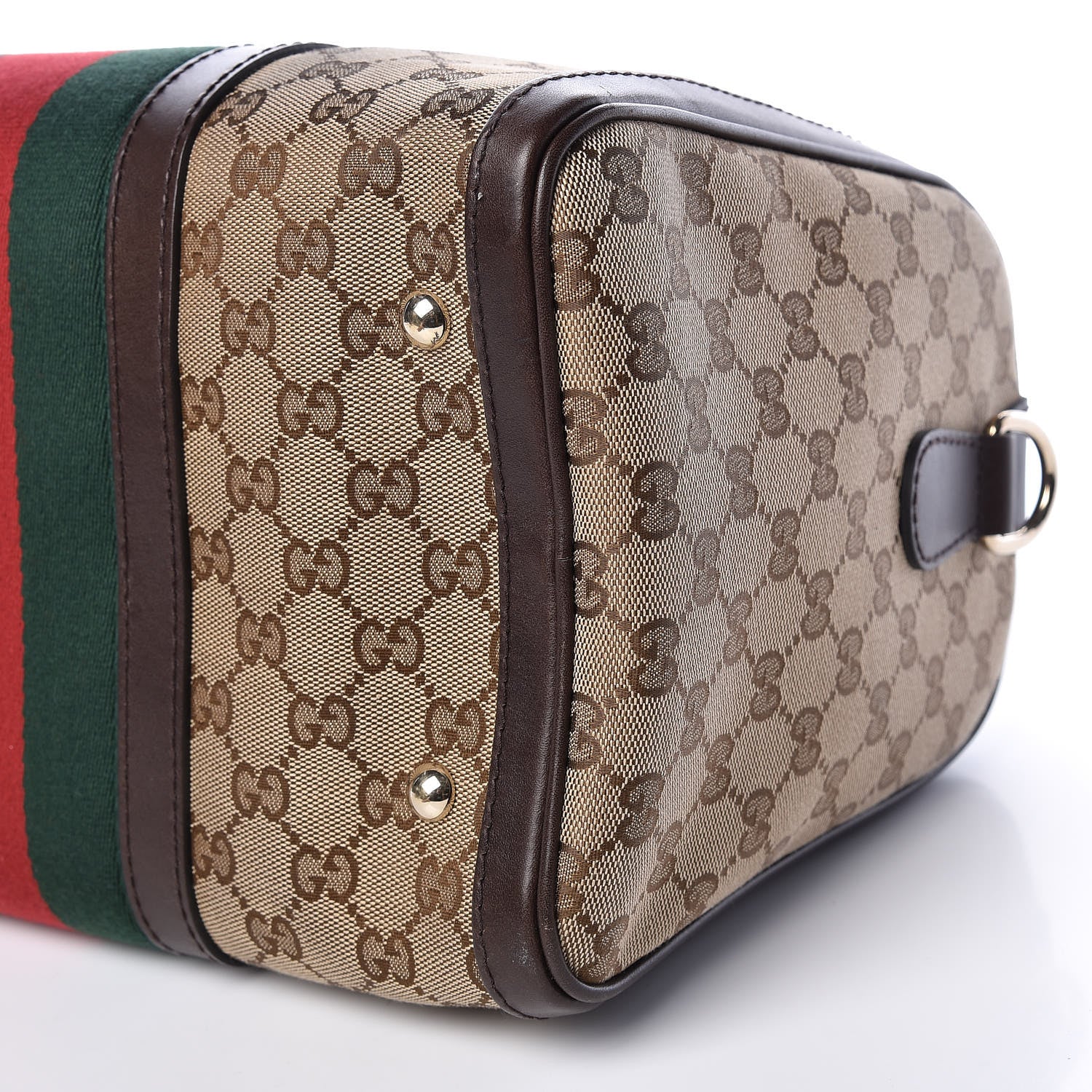 Gucci Monogram Vintage Web Medium Boston Dark Brown 10 of 15