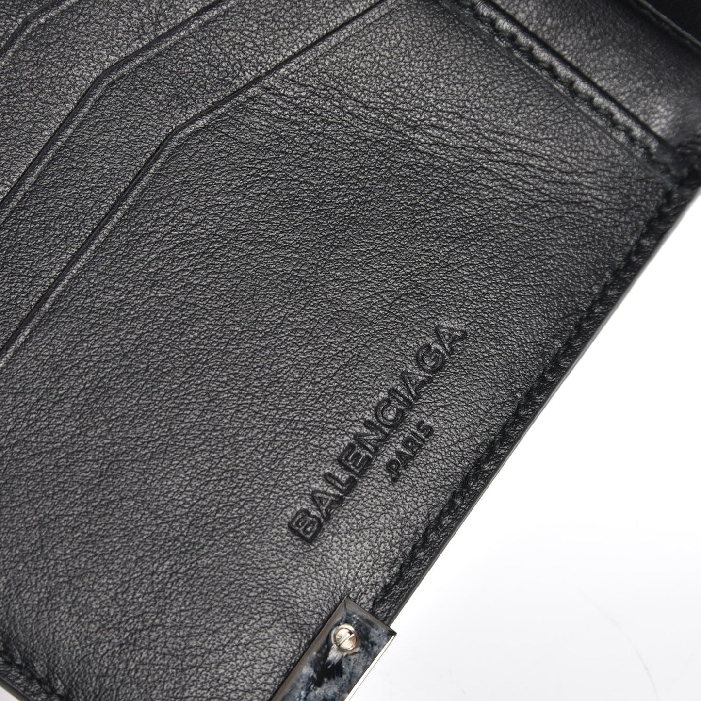 Grained Calfskin Phileas Square Wallet Black