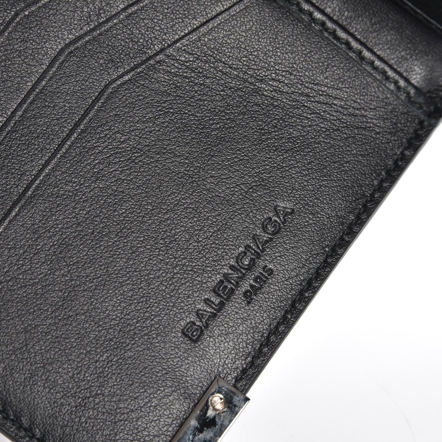 Balenciaga Grained Calfskin Phileas Square Wallet Black 6 of 9