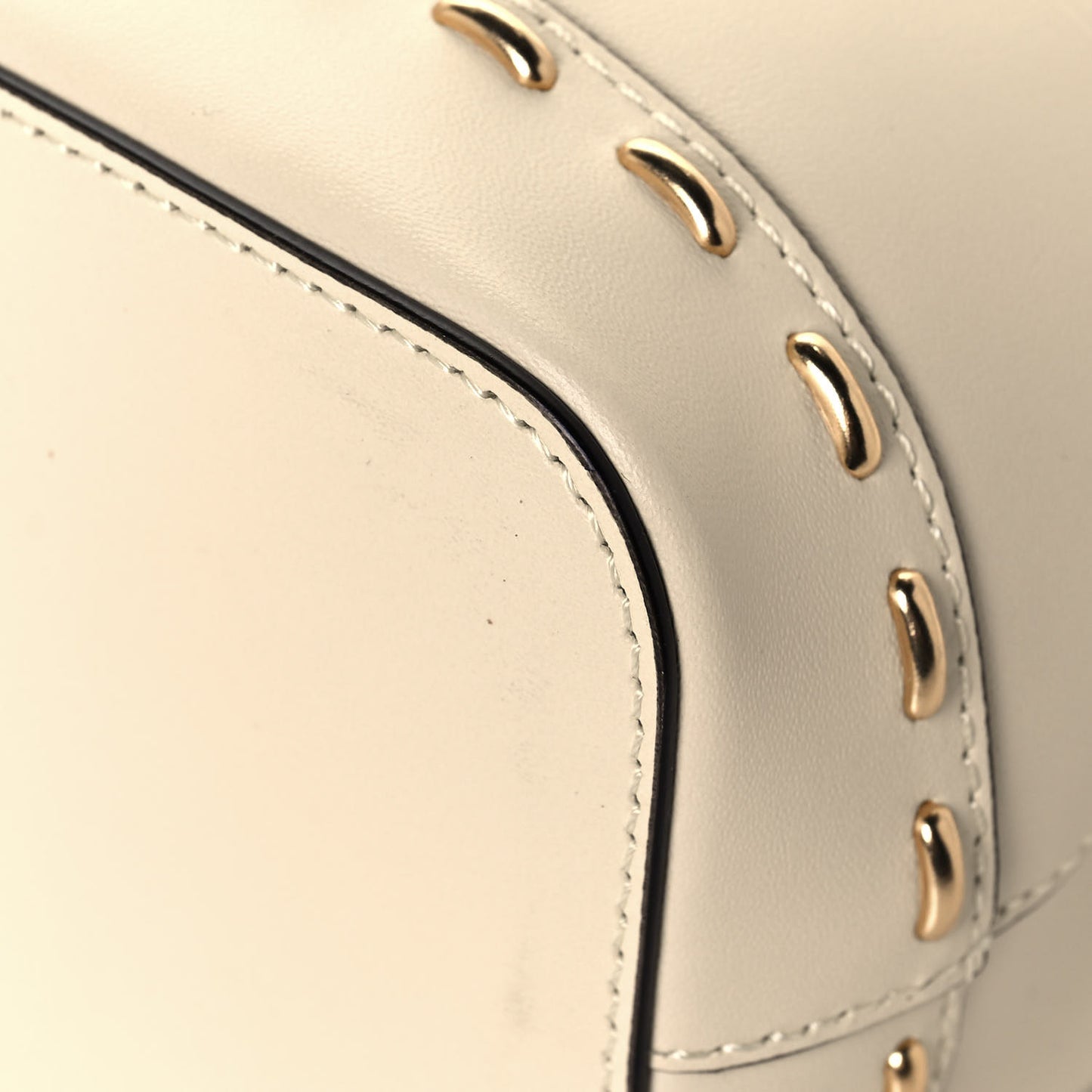 Vitello King F is Fendi Logo Debossed Metal Stitch Mini Mon Tresor Bucket Bag Pergamena
