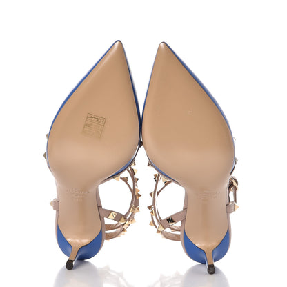 Valentino Garavani Calfskin Nappa Rockstud Ankle Strap 65mm Pumps 38.5 Light Sapphire Poudre 5 of 8