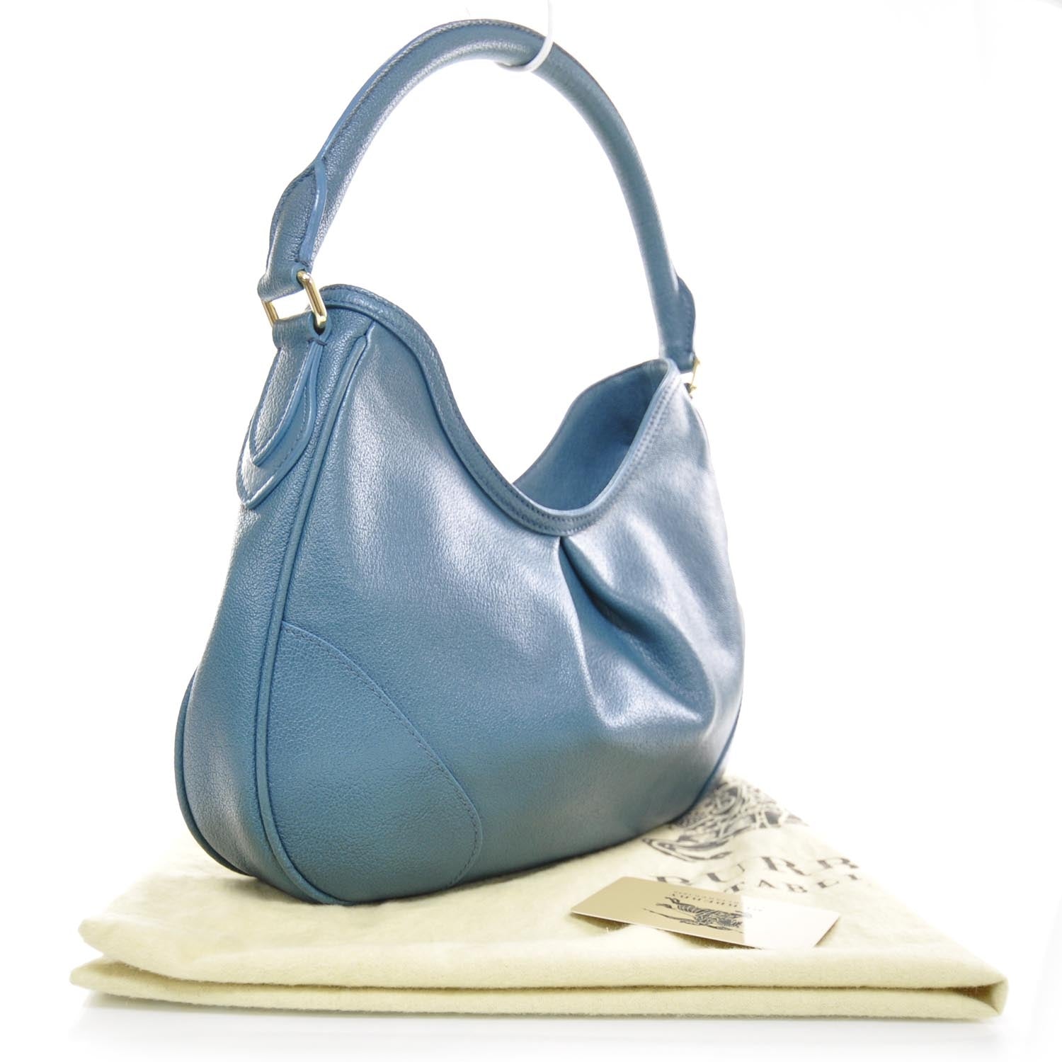 Burberry Leather Hernville Small Hobo Kingfisher Blue 2 of 10