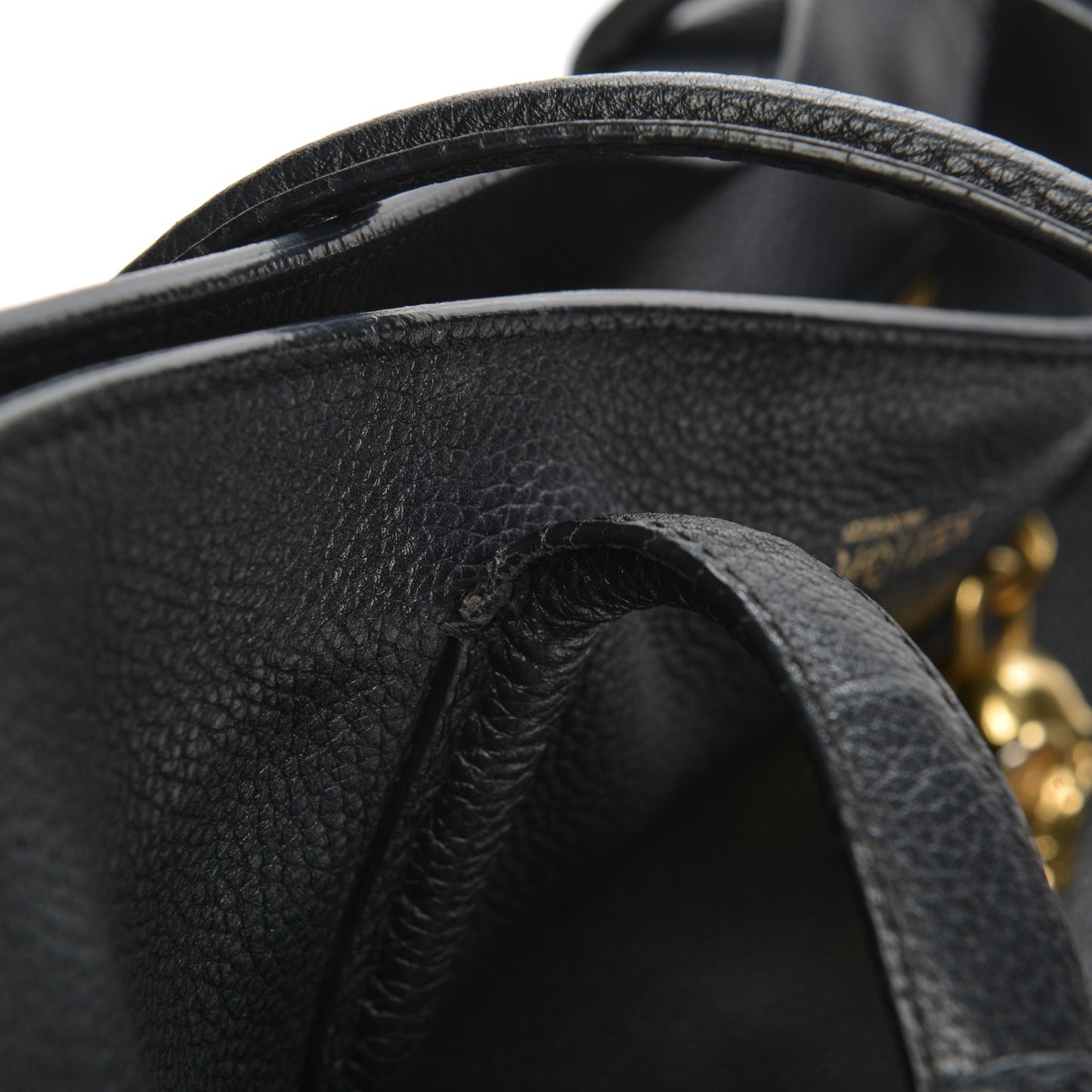 Pebbled Calfskin Large Skull Padlock Zip Around Tote Black